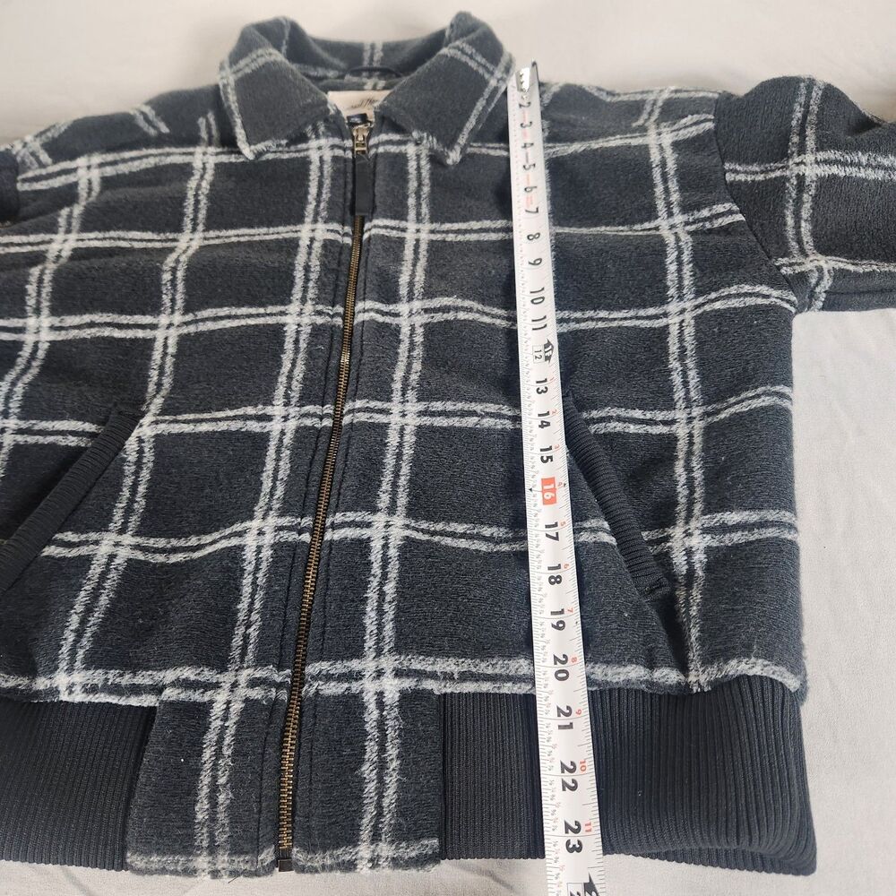 Universal Thread Women's M Plaid Knit Bomber Jacket Zip Front Lined Black NWT - Picture 4 of 10